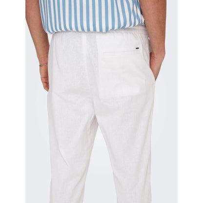 Pantalons en Lin Only & Sons Crop Cot Bright White