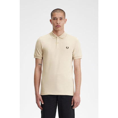 Polo Fred Perry Plain Oatmeal Black - White Insidshop.com