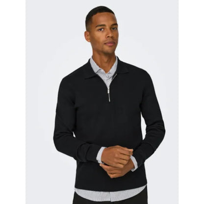 Polo Only & Sons Onscooper LS 12 Half Zip Black - Ls