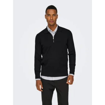 Polo Only & Sons Onscooper LS 12 Half Zip Black - Ls