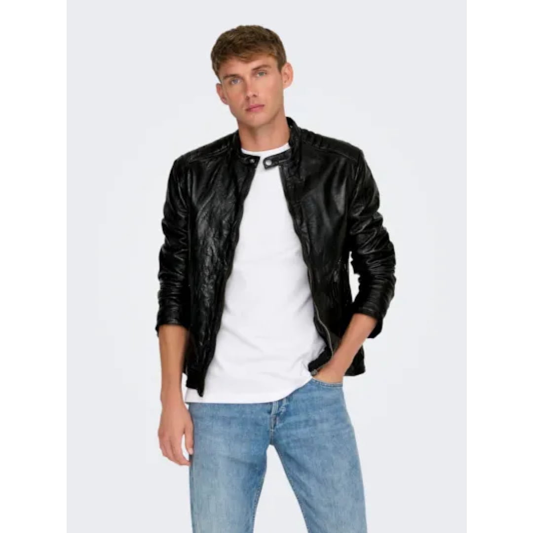 Veste en Cuir Only & Sons Onslucius Black - Insidshop.com