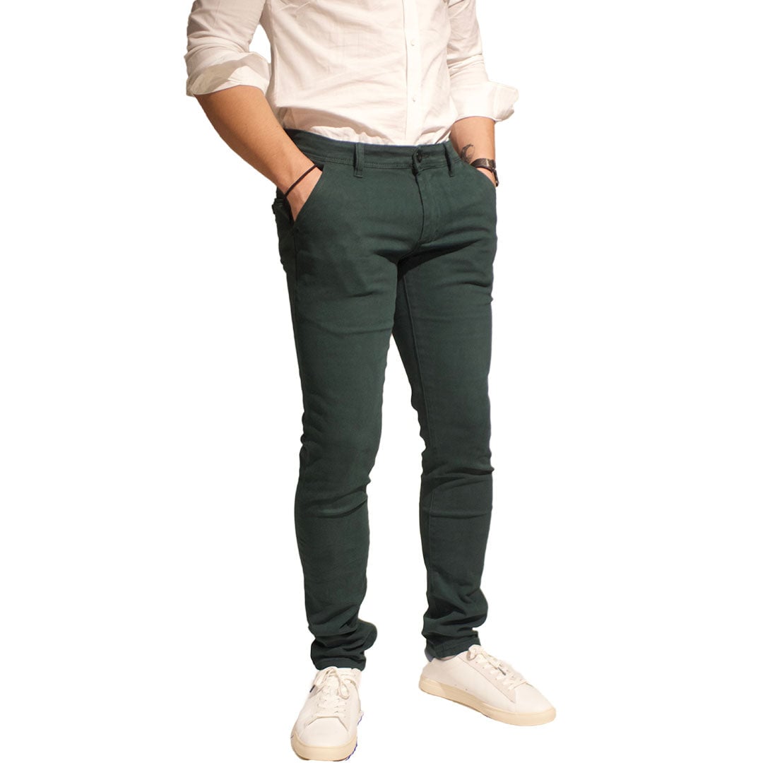 Chino LeeYo Tissu Intersaison Vert Bouteille - leeyo tissu